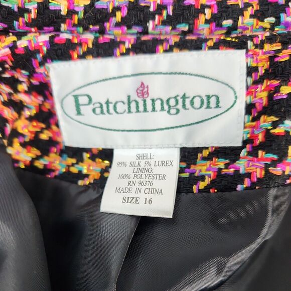 Patchington Size 16 Multi Color Houndstooth Suit Blazer 2 Button Jacket - Picture 12 of 12
